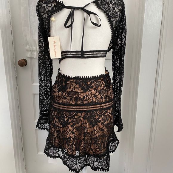 NWT For Love and Lemons Black Emorie Mini Dress - Picture 5 of 12
